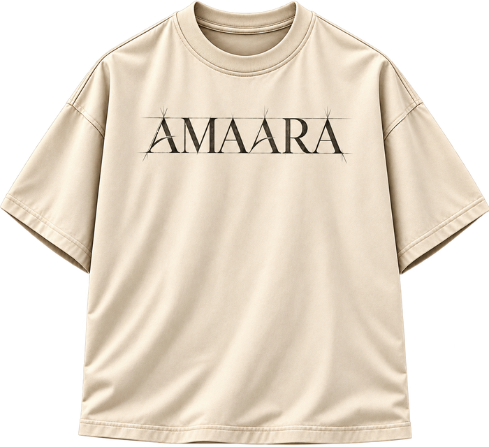 AMAARA Signature Wordmark Oversized T-Shirt — Vintage Ivory